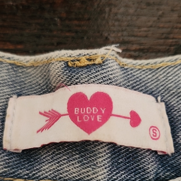 Buddy Love Light Blue Ultra Distressed Jean Shorts with Rhinestone Embellishment - Picture 2 of 8